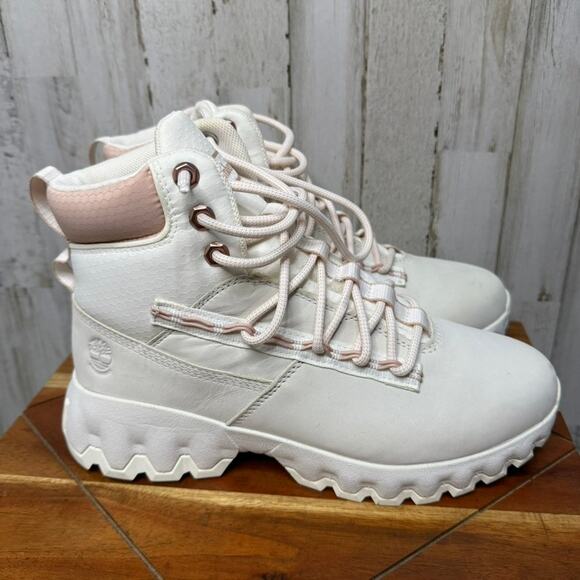 NEW Timberland Women's GreenStride Edge Waterproof‎ Ankle Boots White Size 9.5 - Picture 1 of 6